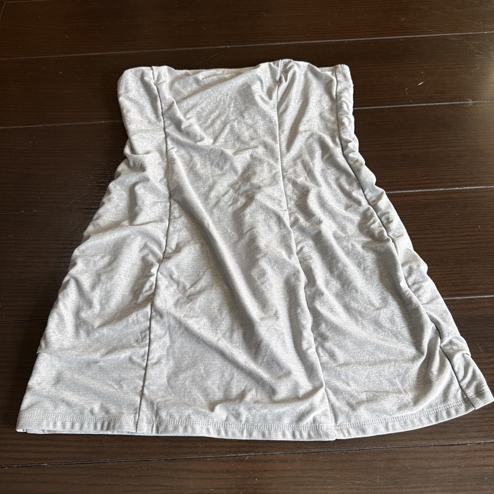 Reformation Strapless Shiny Silver Mini Dress/Top Size XL